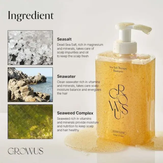 Growus Sea Salt Therapy Shampoo - Αναζωογονητικό Σαμπουάν για το Τριχωτό & τα Μαλλιά 500ml 3