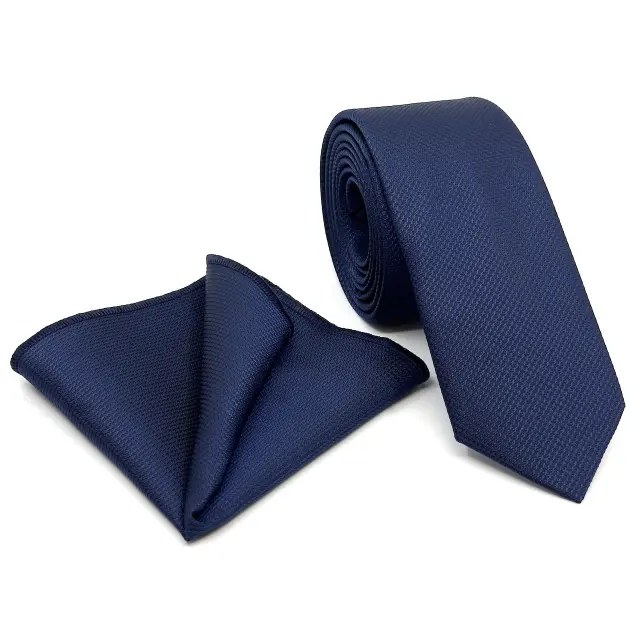 Ζακάρ Γραβάτα Microfiber σε Μπλε Μοτίβο Σετ με Μαντηλάκι
