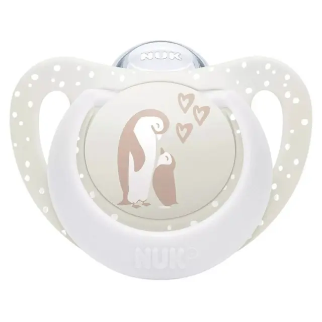 NUK First Choice Πιπίλα Σιλικόνης με Θήκη, Μέγεθος 1 (0-6 μηνών), Πιγκουίνος, 1τμχ
