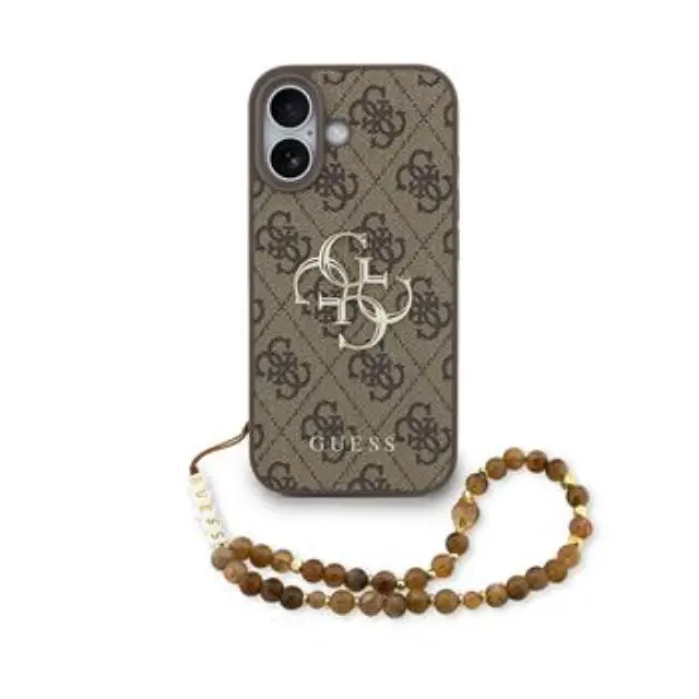 Guess PU 4G Metal Logo Strap Case for iPhone 17 Brown