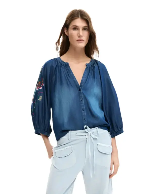 Desigual - Γυναικείο Πουκάμισο Blus Chambre 26SWBW16-5055 Μπλε - XS 2