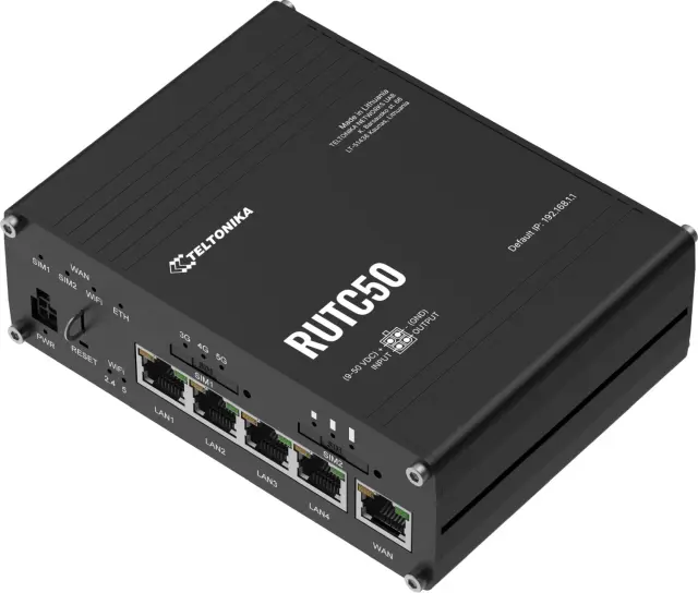 Teltonika RUTC50 Industrial 5G Wi-Fi 6 Router, GPS, eSIM