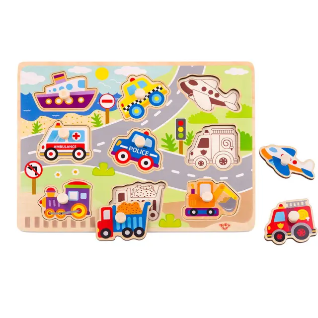 Tooky Toys Ξύλινο Παζλ Σφηνώματα Οχήματα 18+ Μηνών