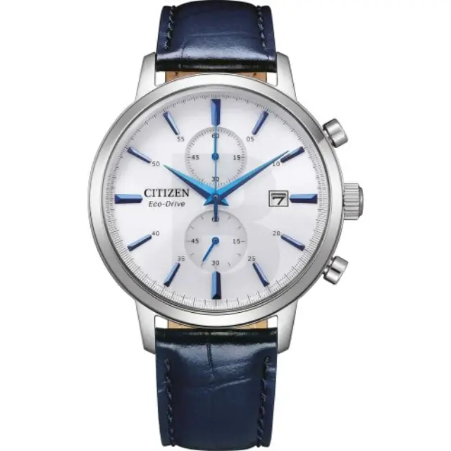 Citizen Eco Drive, Men's Chronograph Watch, Blue Leather Strap CA7069-16A