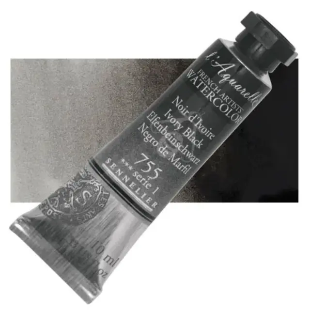 Χρώμα Ακουαρέλας Sennelier l Aquarelle Σωληνάριο 10ml - 755 Ivory Black