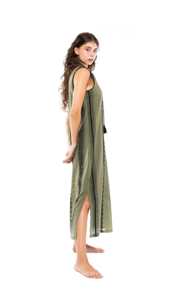 B241 - Black - BEACHWEAR GREEN & BLACK EMBROIDERY 2
