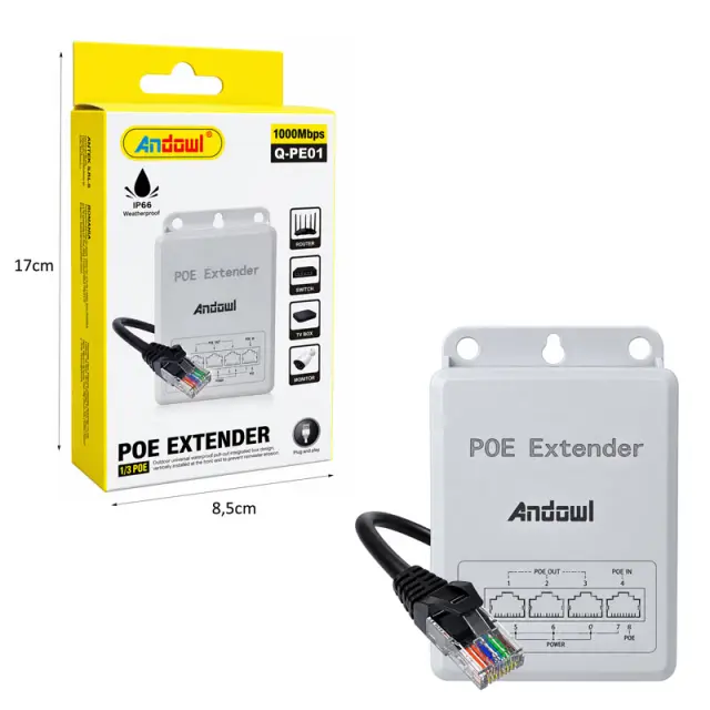 Andowl Αδιάβροχος Ενισχυτής Δικτύου PoE Extender 1000Mbps IP66 Q-PE01 - Waterproof PoE Extender 1000Mbps IP66 0751286 3
