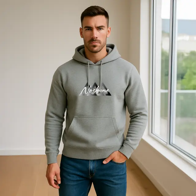 Φούτερ Noshame® Γκρι με κουκούλα και τύπωμα - 512598 - XXL