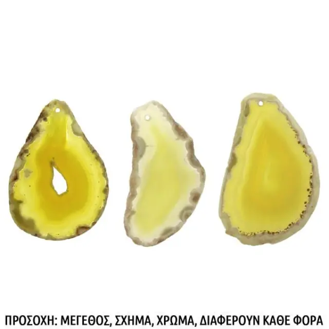 Κρεμαστό Αχάτης σε Φέτα - Yellow ~5-11cm - 1τεμ