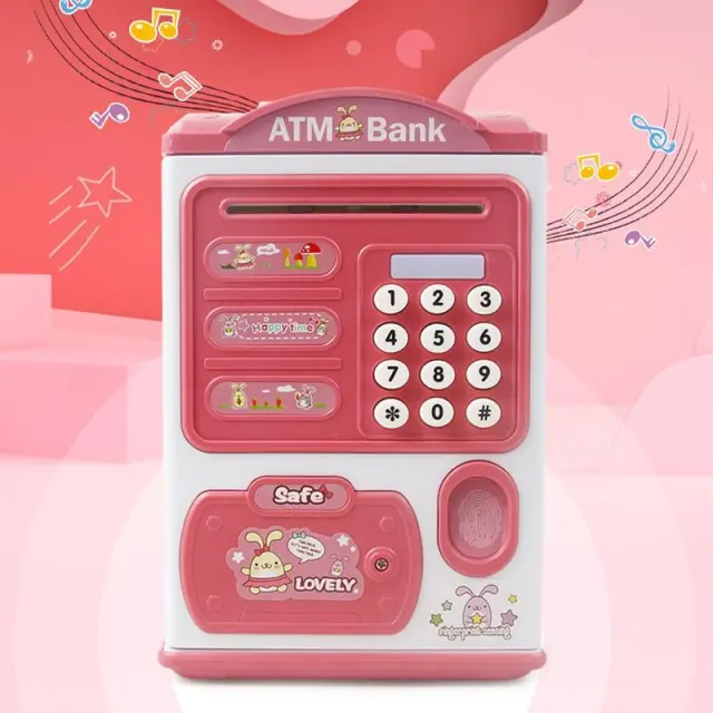 Κουμπαράς ABS / ATM με κωδικό και δακτυλικό αποτύπωμα ΡΟΖ