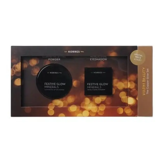 Korres Promo Warm Beauty The Copper Glow Illuminating Setting Powder Πούδρα Λάμψης, 9gr & Festive Glow Minerals Metallic Shine Eyeshadow Σκιά Ματιών Χάλκινη, 1,5gr