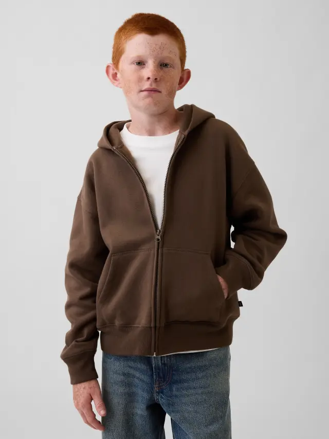 Παιδική Ζακέτα Φούτερ VintageSoft Χαλαρής Γραμμής Cool brown