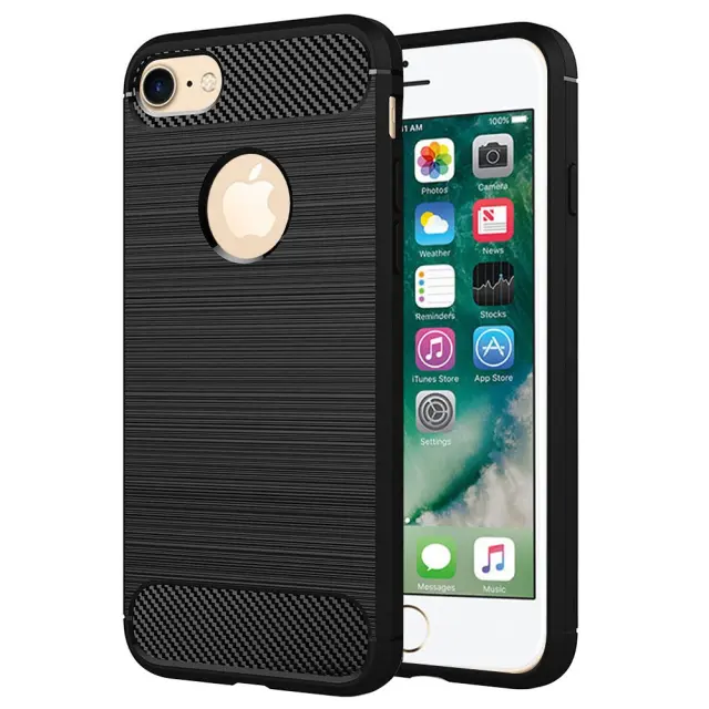 Techsuit® Θήκη Σιλικόνης για iPhone 7/8/SE-Black