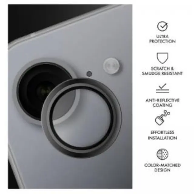 Tempered Glass Rings Hammer Glass για Τζαμάκι Κάμερας Apple iPhone 16e Μαύρο N70137 3