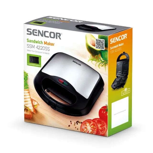 Τοστιέρα 2 Θέσεων Sencor SSM 4220SS Ασημί 2
