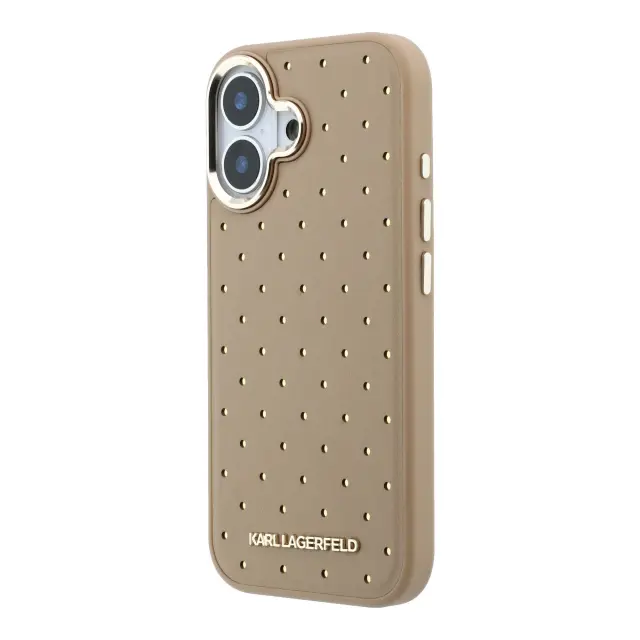 Karl Lagerfeld PU Perforated Gold Dots MagSafe Case for iPhone 17 Beige 2