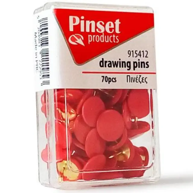 Πινέζες Pinset 70τεμ Κόκκινο