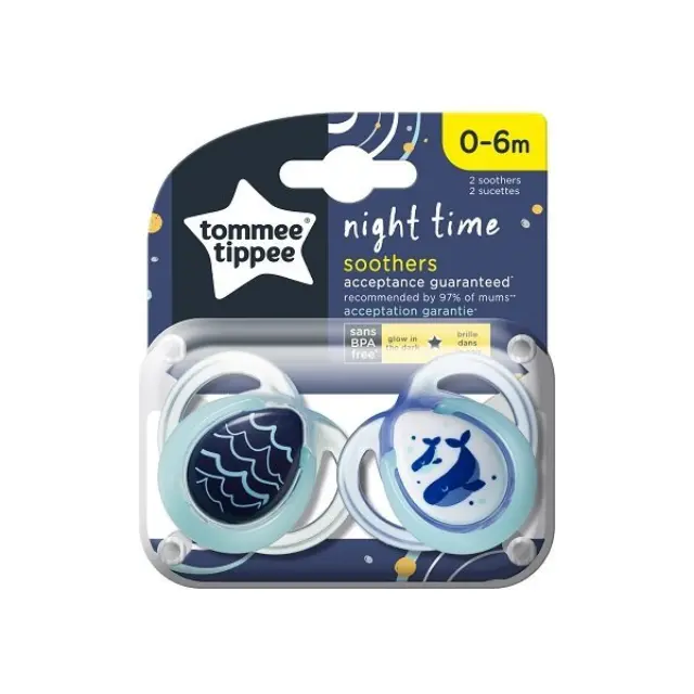 Tommee Tippee Night Time Πιπίλες (0-6 μηνών) 2pcs