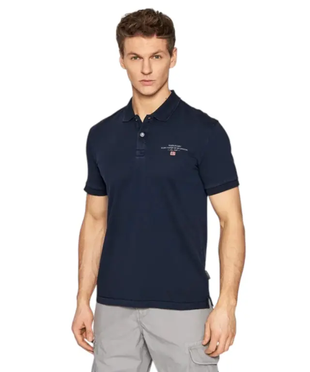 Napapijri - Ανδρική Μπλούζα Κοντομάνικη Polo Elbas Regular Fit NP0A4GB4-176 Μπλε Ναυτικό - S
