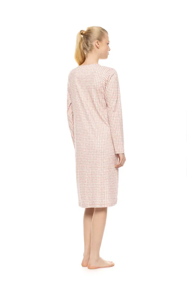 Pink Label Nightgown Classic Petite Rose Plaid γυναικείο χειμερινό νυχτικό W1964-1 2