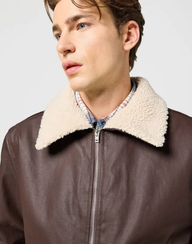 Wrangler Ανδρικό AVIATOR Μπουφάν Βαμβακερό Regular-Fit – Brown - L 3