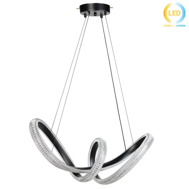 Φωτιστικό κρεμαστό μεταλλικό LED 48W 62x26x28 εκ. μαύρο με ακρυλικό - GLOBOBOX
