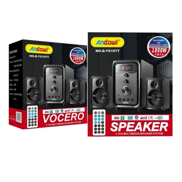 Andowl Ηχεία Υπολογιστή 2.1 1000W PMPO με USB, Micro SD, Bluetooth, Χειριστήριο Q-YX107T - Multimedia Speaker System z774201