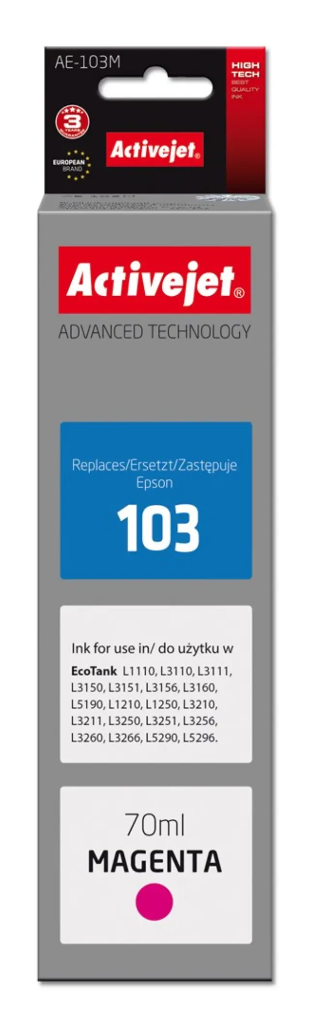 Activejet AE-103M Ink (replacement for Epson 103 C13T00S34A Supreme 70 ml magenta)