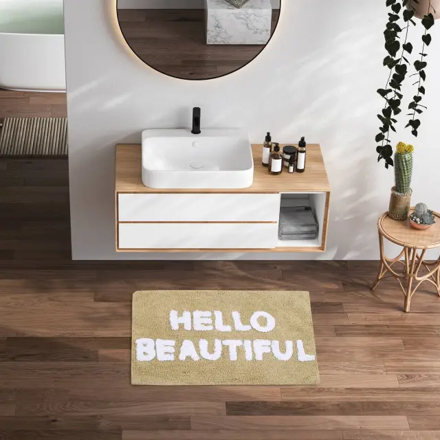 Πατάκι Μπάνιου 50Χ80 Cotton Das Home 0675 Μπεζ-Λευκό 3