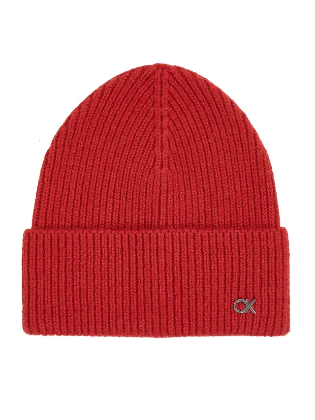 Calvin Klein Ανδρικός Σκούφος Metal Chunky Rib Beanie Κόκκινο 2