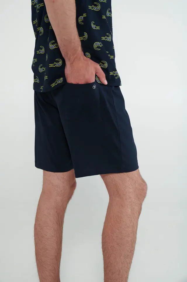 Uomo Di Vamp Ανδρική Καλοκαιρινή Πιτζάμα Crocodiles Blue Salute 3