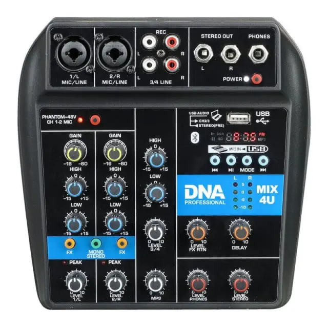 DNA MIX 4U audio mixer USB MP3 Bluetooth analog 4 channels