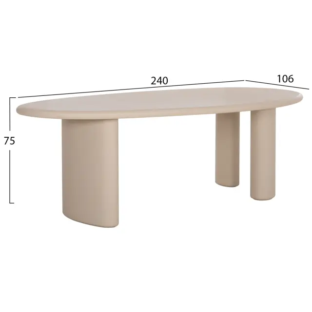 ΤΡΑΠΕΖΙ ΤΡΑΠΕΖΑΡΙΑΣ ΟΒΑΛ FB96599.02 ΜΠΕΖ FIBER CEMENT 240x100x75Υεκ 2