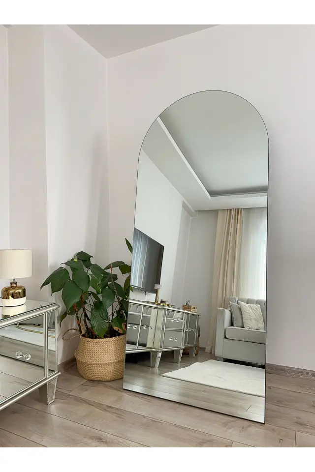 Stewehome Οβάλ ολόσωμος καθρέφτης με μεταλλική βάση χωρίς πλαίσιο Λευκό 180x80 cm