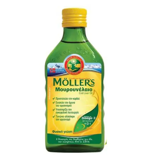Moller''s Μουρουνέλαιο Natural Παραδοσιακό Μουρουνέλαιο σε Υγρή Μορφή με την Κλασσική Γεύση του Μουρουνέλαιου, 250ml
