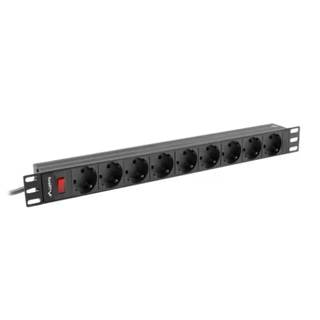 Lanberg PDU 19" 1U 16A 9x Schuko Outlets 3m Black (PDU-09F-0300-BK)