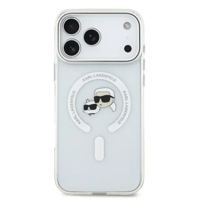 Karl Lagerfeld IML K&CH Heads Metal Frame MagSafe Case for iPhone 17 Pro Max Transparent 3