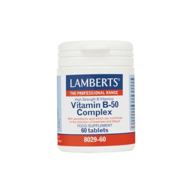 Lamberts Vitamin B-50 Complex Βιταμίνη για Ενέργεια, Ενίσχυση του Ανοσοποιητικού & το Νευρικό Σύστημα 60 ταμπλέτες