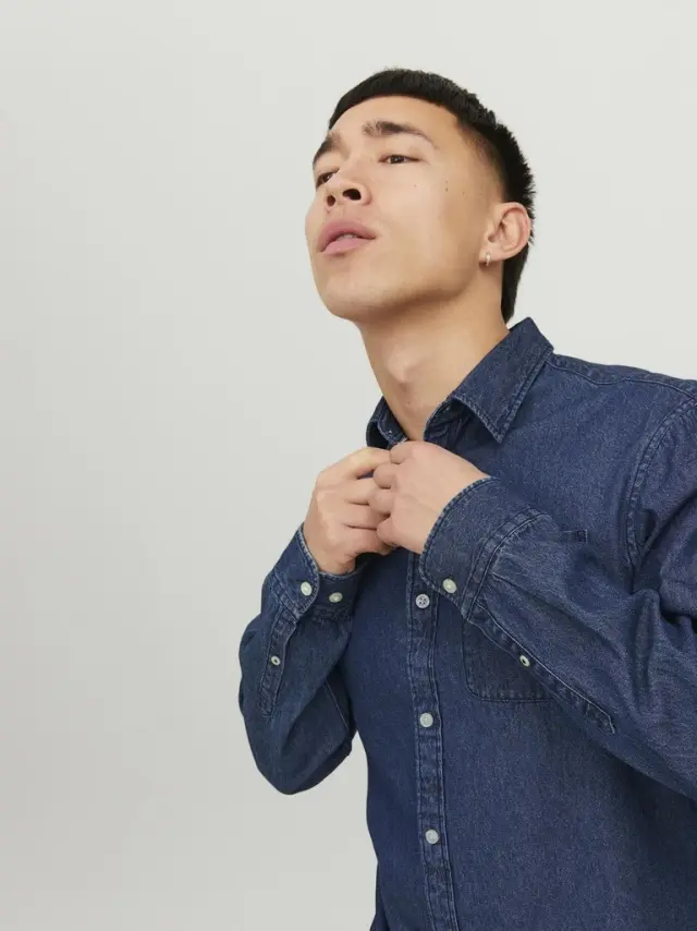 JJTEXAS DENIM SHIRT LS dark blue denim - L 2