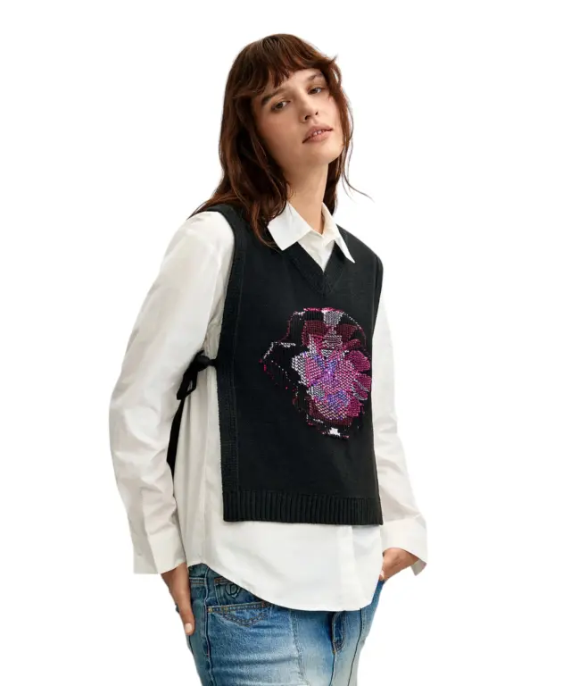 Desigual - Γυναικείo Πουκάμισο Hib Long-Sleeved 26WWCW08-2000 Μαύρο/Λευκό