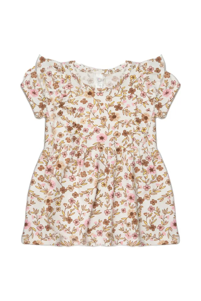 Φόρεμα Kid Floral με Βολάν Καφέ