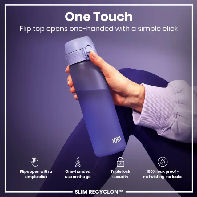 ION8 Slim Παγούρι Πλαστικό 500ml Λιλά (I8RF500PERI) 2