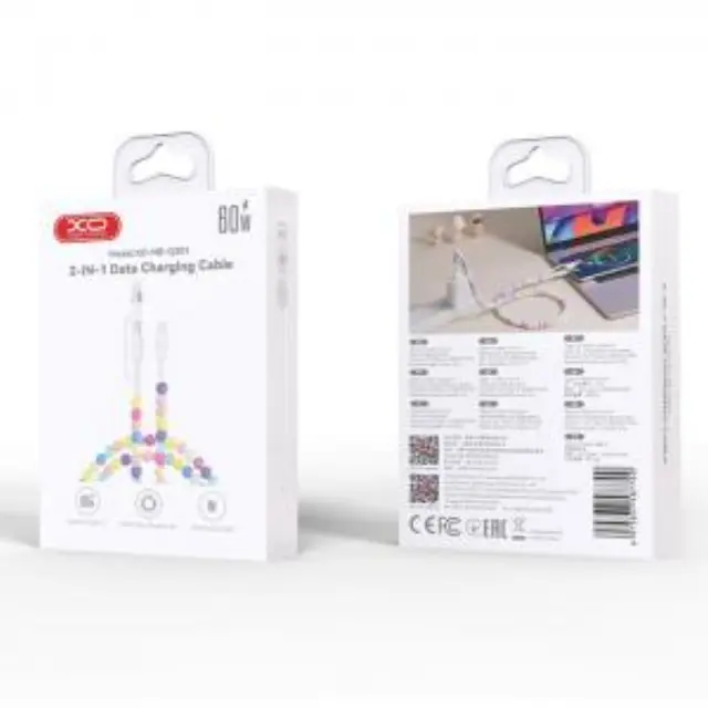 Καλώδιο USB High-Speed Type-C αρσ. - Type-C αρσ. και Lightning, με πολύχρωμες χάντρες, 1.00m 3