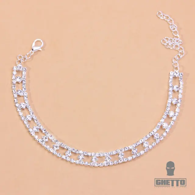 Ghetto Crystal Silver Rhinestone Anklet Bracelet Jewelry 3