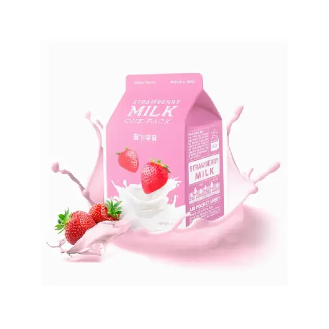 Strawberry Milk One-Pack Face Sheet Mask, Υφασμάτινη Ενυδατική Μάσκα Προσώπου με Εκχύλισμα Φράουλας & Απόσταγμα Γάλακτος για λάμψη 1τμχ 2