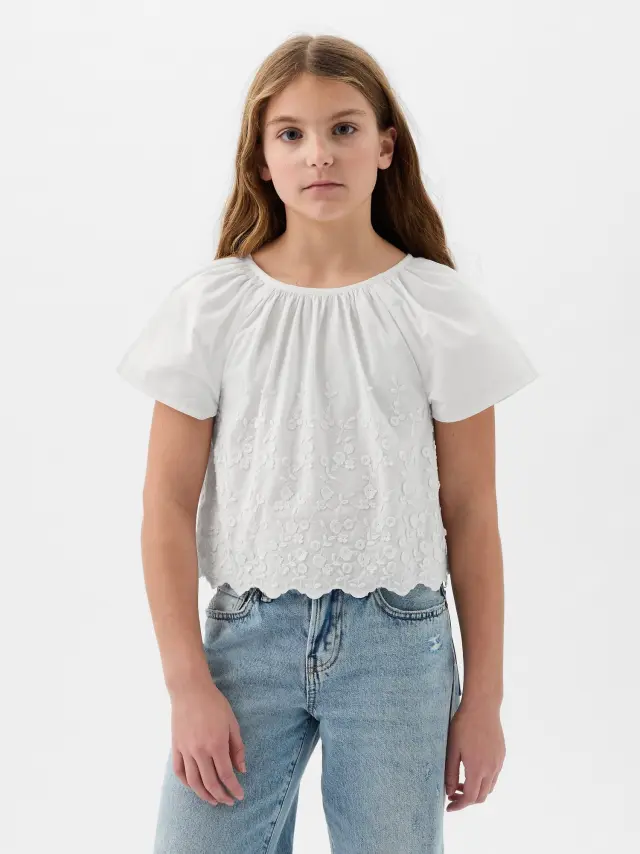 Άσπρο Παιδικό Eyelet Flutter Πουκάμισο optic white
