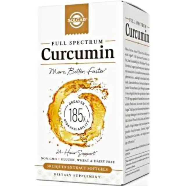 Solgar Full Spectrum Curcumin Συμπλήρωμα Διατροφής με Κουρκουμά για Βελτίωση Πέψης - Ιδανικό για Συμπτώματα Δυσπεψίας, 30softgels
