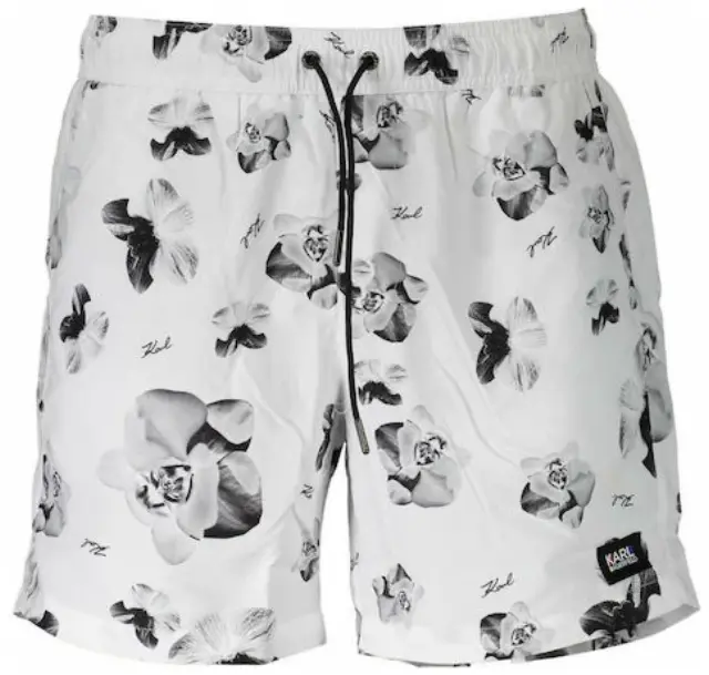 Karl Lagerfeld - Ανδρικό Μαγιό Σορτς με Σχέδια KL20MBM12-WHITE Λευκό - S