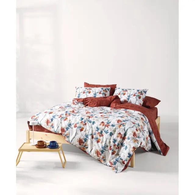 Σετ Σεντόνια King Size 4 Τεμαχίων Kentia Sparrow White-Blue-Terracotta-Beige 270x270