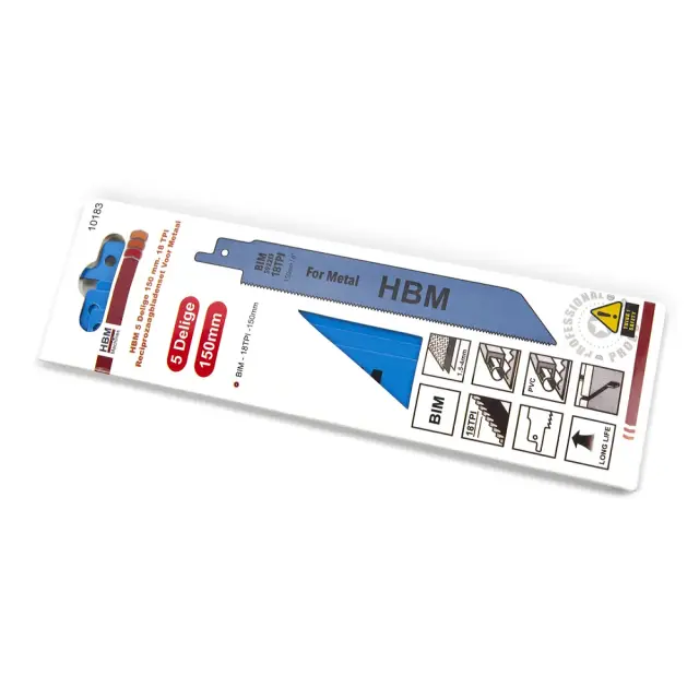 Σετ Λάμες για Σπαθόσεγα Μετάλλου HBM 10183 150mm - 18 TPI,(5 Τεμάχια) 2